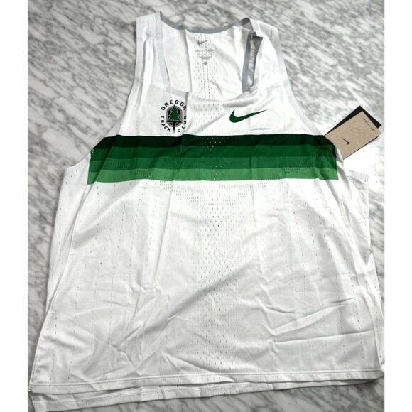 Nike Dri-Fit ADV Oregon Track Club Singlet White Green DR5812-100 Men's XL NEW - Picture 1 of 10